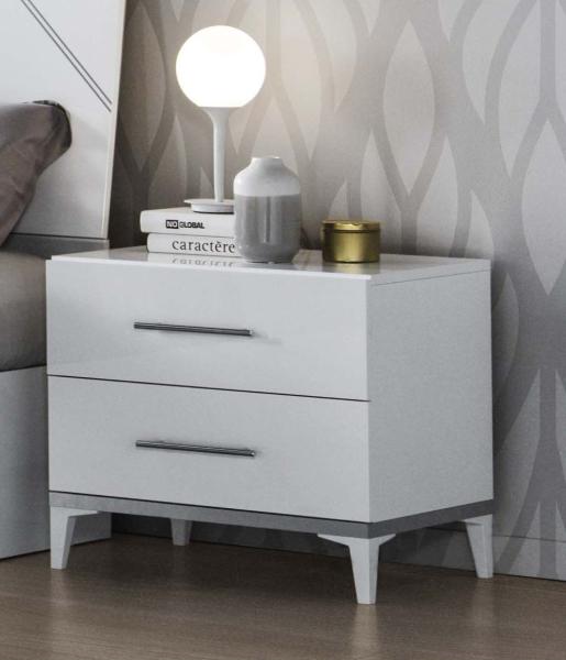 Product photograph of Elegance White Italian 2 Drawer Night Table from Choice Furniture Superstore.